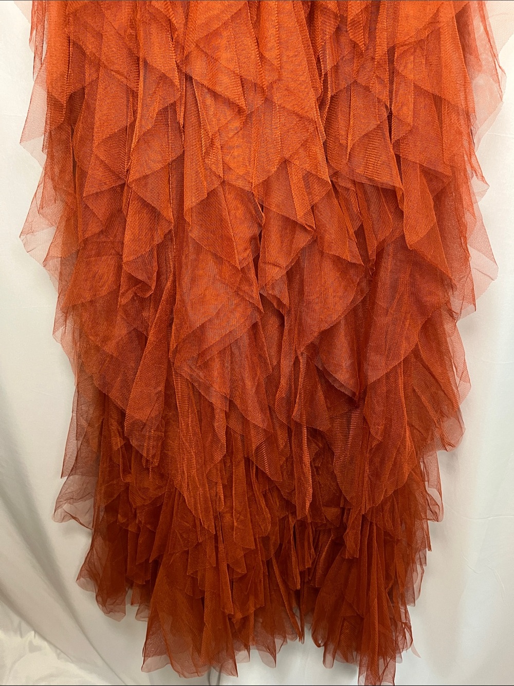 For love & lemons NWT bustier strapless lace tulle ruffle gown rust sz L - Picture 9 of 12